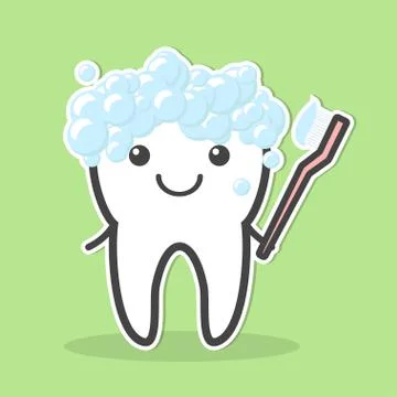 Tooth and toothbrush. Illustrazione stock