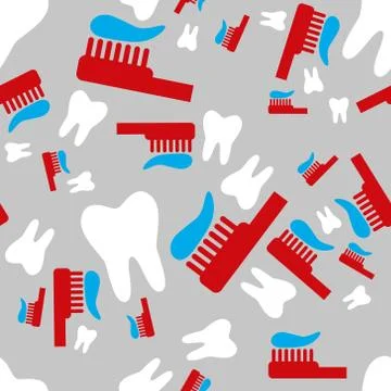 Tooth and toothbrush seamless pattern Stock Illustration