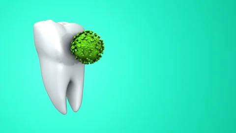 Tooth with Bacteria Germs Animation Explaining Dental Hygiene and Oral Health Vídeo Stock 325565574