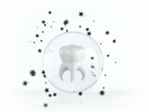 A tooth being protected from decay or bacteria by a shield. Stock Illustration