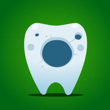 Tooth with big holes. Isolated Vector Illustration Stock Illustration