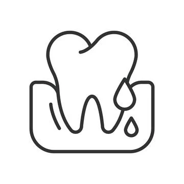 Tooth bleeding condition, icon in line design. tooth, bleeding, dental, gum Illustrazione stock