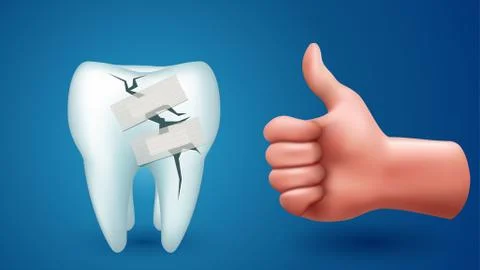 Tooth on blue with hand Stock Illustration