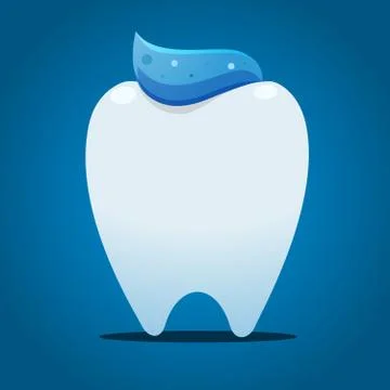 Tooth with blue paste on top Stock Illustration