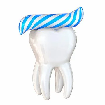 Tooth with blue toothpaste 3D Illustrazione stock