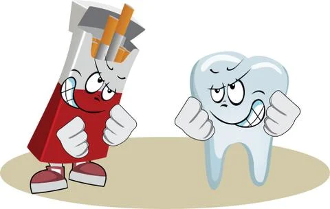 Tooth boxing with pack of cigarettes Stock Illustration