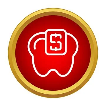 Tooth with braces bracket icon symbolizing orthodontics Stock Illustration