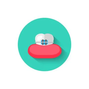 Tooth with braces icon isolated in flat design style vector illustration. Modern Illustrazione stock
