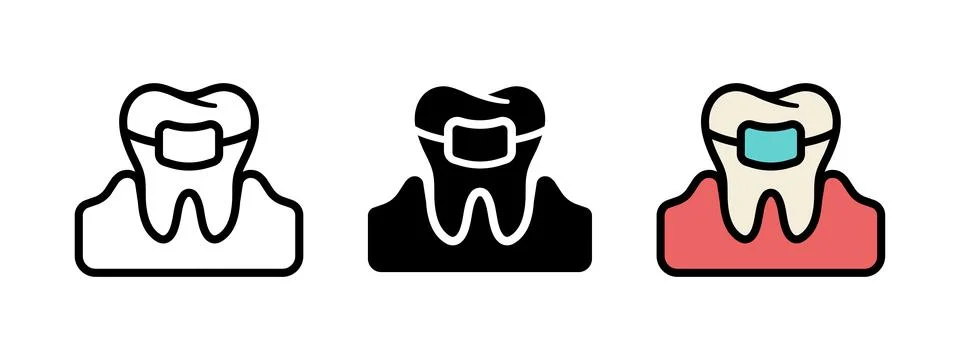 Tooth braces icon. Teeth bracket system vector illustration. Dental aligner.. Stockillustratie