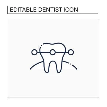 Tooth braces line icon Stock Illustration