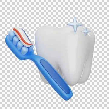 Tooth with brush 3D icon Stock Illustration