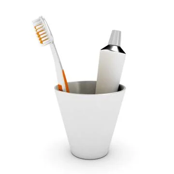 Tooth brush and paste in cap Stock Illustration