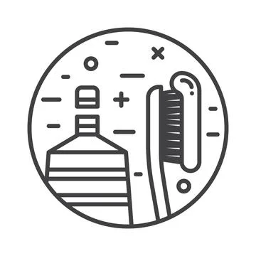 Tooth Brush and Paste Line Art Icon Stock Illustration