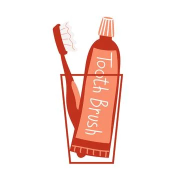 Tooth brush and tooth paste. Vector illustration. Stock Illustration
