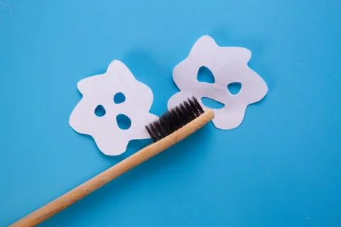 Tooth brush on blue background Stock Photos