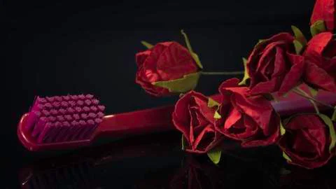 Tooth brush  on dark background isolated Stock Photos
