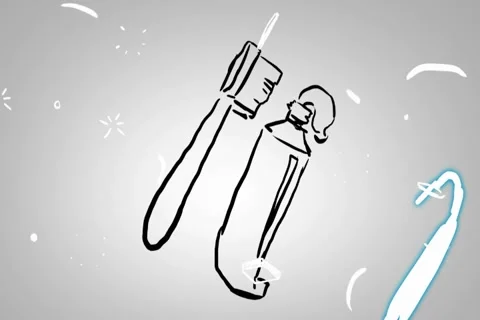 Tooth brush - Hand drawn - Animation - outline - White Background Stock Footage 68677949