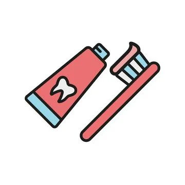 Tooth brush paste set unit icon vector basic design simple and modern Stockillustratie
