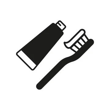 Tooth brush paste set unit icon vector basic design simple and modern Stock Illustration