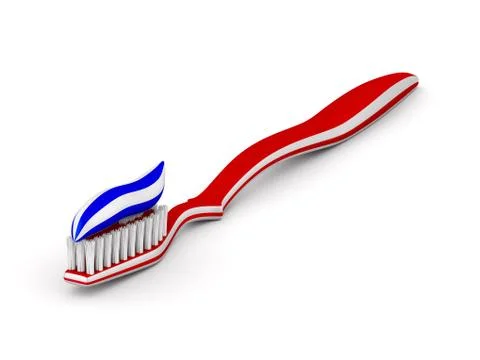 Tooth brush on white background. Isolated 3D illustration 스톡 일러스트