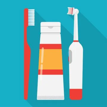 Tooth brushes toothpaste and Electric Toothbrush Stock Illustration