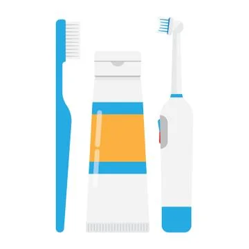 Tooth brushes toothpaste and Electric Toothbrush Stock Illustration