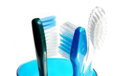 Tooth brushes on white Stock Photos
