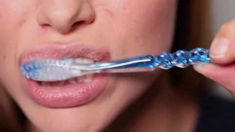 Tooth care close up Stock Footage 80252809