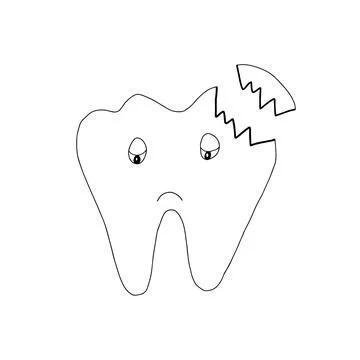 Tooth with caries. Sick tooth icon. Vector illustration of a human tooth. Han Stock Illustration
