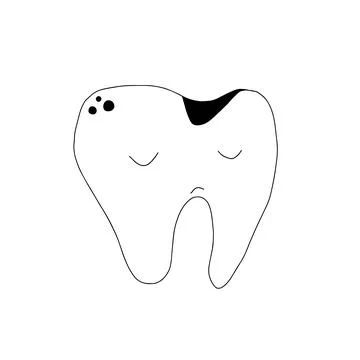 Tooth with caries. Sick tooth icon. Vector illustration of a human tooth. Han Stock Illustration