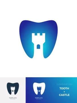 Tooth castle logo with combination description Stock Illustration