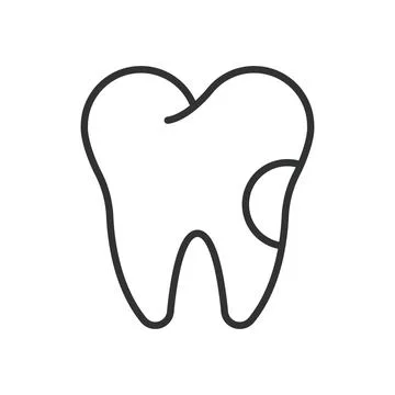 Tooth cavity condition, icon in line design. tooth, cavity, dental, decay Stock Illustration