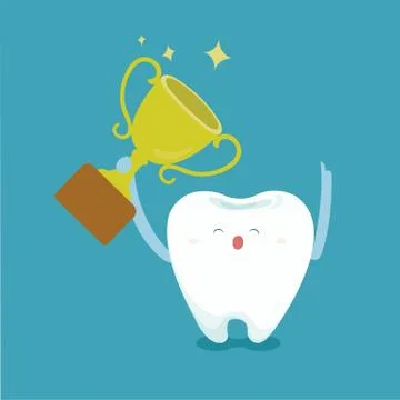 Tooth celebrating the victory Stock Illustration