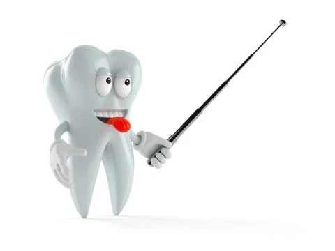 Tooth character holding pointer stick Stock Illustration