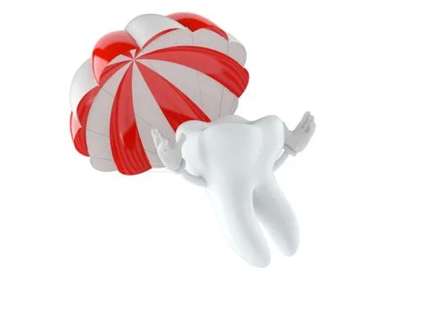 Tooth character with parachute 스톡 일러스트