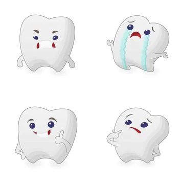 Tooth characters expressing various emotions and feelings 스톡 일러스트