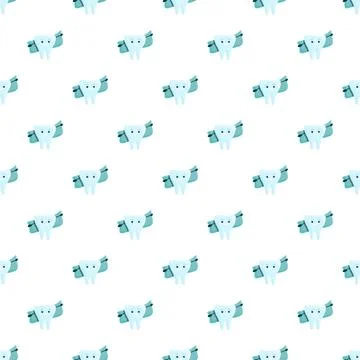 Tooth characters using dental floss seamless pattern Stock Illustration