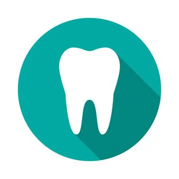 Tooth circle icon with long shadow. Flat design style. Stock Illustration