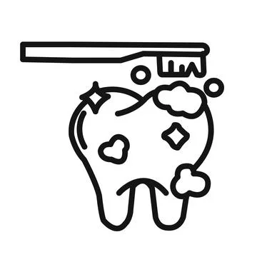 Tooth cleaning icon linear graphics set vector Stock Illustration