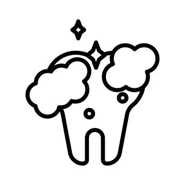 Tooth cleaning icon linear logo mark in black and white Stock Illustration