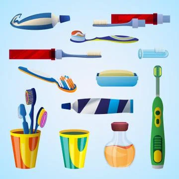 Tooth cleaning tool concept background, cartoon style Illustrazione stock