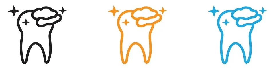 Tooth cleaning vector logo set collection for web app ui Stock Illustration