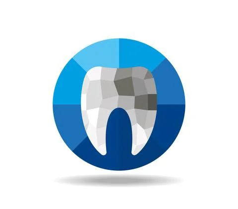 A tooth consists of several sub-shapes on blue circle Stock Illustration