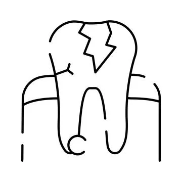 Tooth with crack icon representing dental problem Stock Illustration