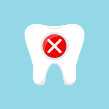 Tooth with cross check mark icon vector illustration. Stock Illustration