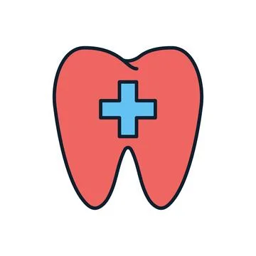 Tooth with Cross Icon Stock Illustration
