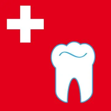 Tooth with cross on red background Stock Illustration