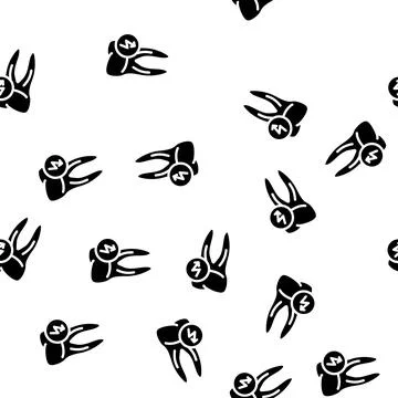 Tooth cutting ache glyph vector seamless pattern 스톡 일러스트