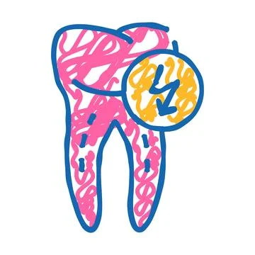 Tooth cutting ache icon doodle illustration Illustrazione stock