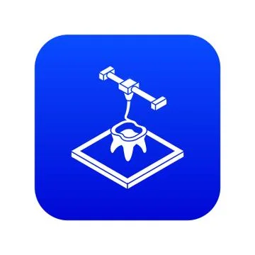 Tooth d printing icon blue vector イラスト素材